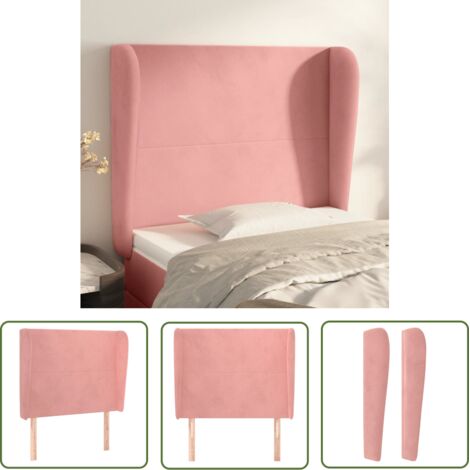 The Living Store Tête de lit avec oreilles Rose 83x23x118/128 cm Velours - Tête De Lit - Tête De Lit Velours - Tête De Lit Rose - Meuble Chambre - Literie (1/5)