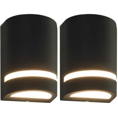 Appliques murales d'extérieur, Lampe Murale moderne, Éclairage de l'écusson de mur 2 pcs 35 W Noir Demi-rond LKOWF78589 (1/5)