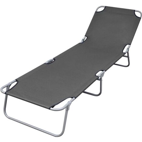 Chaise longue pliable - Bain de soleil Transat - Fauteuil de jardin relax  avec dossier réglable Gris GF56772 (1/5)