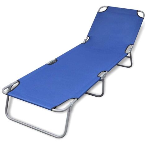 Bain de soleil Moderne Chaise longue pliable Transat Acier enduit de poudre Bleu GF63191 (1/5)