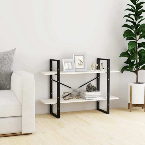 Bibliothèque à 2 niveaux, Étagère de Rangement, Meuble pour Dossier, Armoire de Rangement Blanc 100x30x70 cm Bois de pin massif AXZ41356 (1/5)