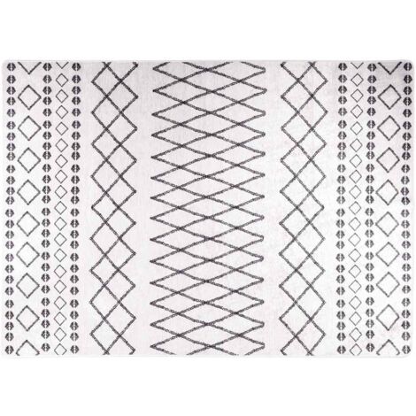 Tapis lavable antidérapant, Tapis de salon, Tapis Intérieur & Extérieur 120x180 cm Noir et blanc MKS15426