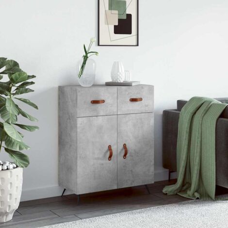Buffet, Meuble de Rangement, Armoire de Cuisine gris béton 69,5x34x90 cm bois d'ingénierie NKK99565 (1/5)