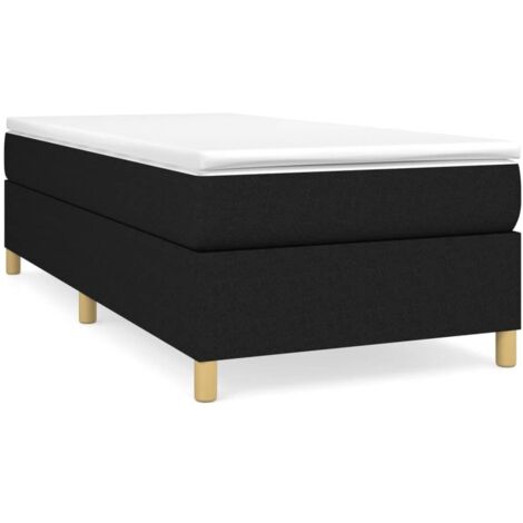 SalesHot® Lit Adulte Scandinave - Bon sommeil - Lit à sommier tapissier avec matelas Noir 90x190 cm Tissu Super73555 (1/5)