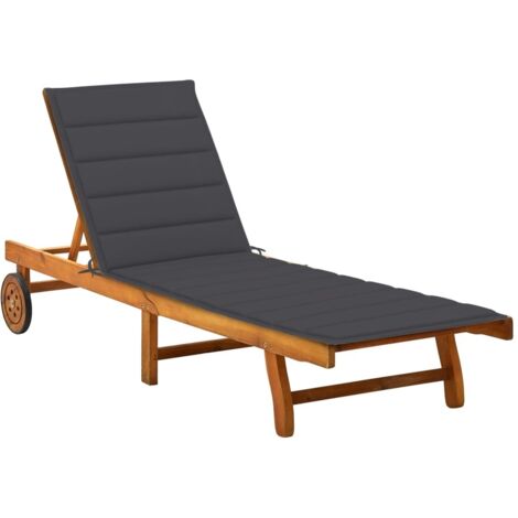Bain de soleil Moderne  Chaise longue  Transat de jardin avec coussin Bois d'acacia solide GF61769 (1/5)