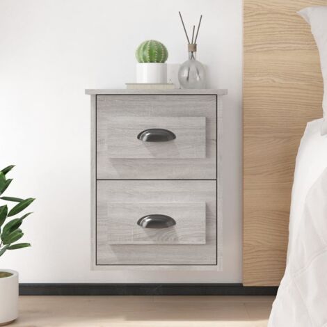 Lot de 2 Tables de chevet murales de chambre,Tables d'Appoint Industriel - Tables de Nuit sonoma gris 41,5x36x53 cm -BV42744 (1/5)