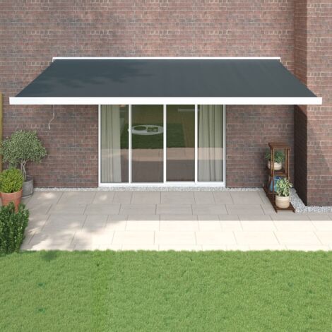 Auvent rétractable Marquise Store Banne Auvent de jardin anthracite 5x3 m tissu et aluminium 34161 (1/5)