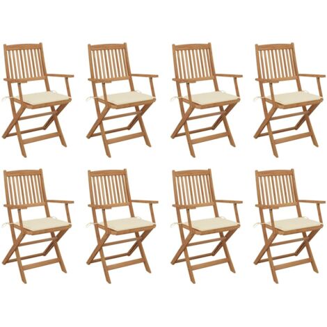 Chaises pliables d'extérieur avec coussins 8 pcs Bois d'acacia 25 (1/5)