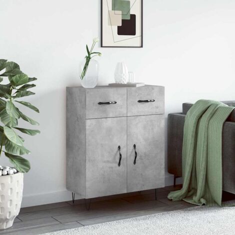 Buffet, Meuble de Rangement, Armoire de Cuisine gris béton 69,5x34x90 cm bois d'ingénierie NKK49238 (1/5)