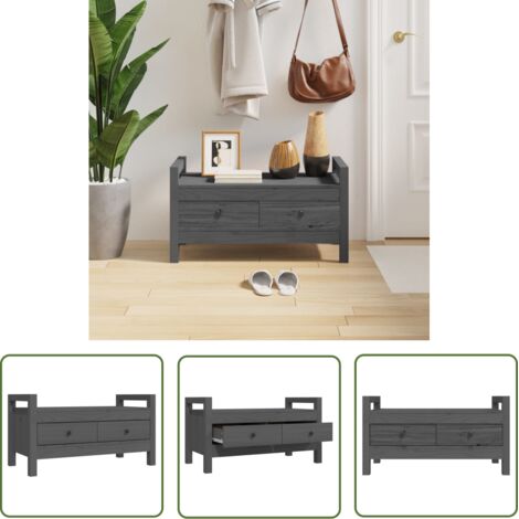 Furniture Limited - Banc d'entrée Gris 80x40x43 cm Bois de pin (1/5)