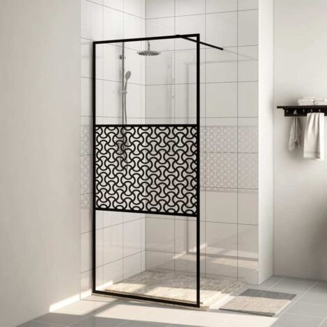 FIMEI Paroi de douche avec verre ESG transparent 80x195 cm Noir (1/5)