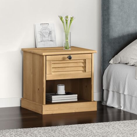 Table de chevet Industriel Table d'Appoint Table de nuit VIGO 42x35x40 cm bois de pin massif -BV35018 (1/5)