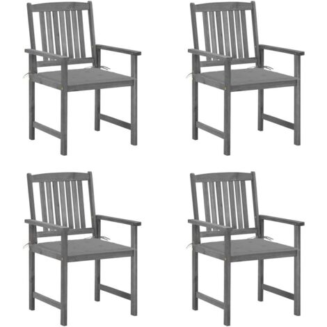 Lot de 4 Chaises/Fauteuils de jardin avec coussins Gris Bois d'acacia massif -TF90773 (1/5)