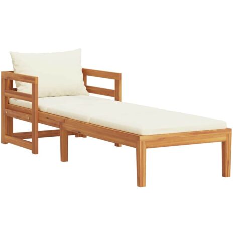 Bain de soleil Moderne Chaise longue Transat avec coussins blanc crème Bois d'acacia solide GF62695 (1/5)