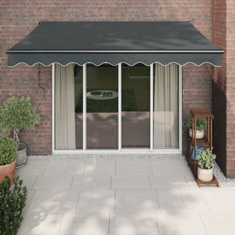Auvent rétractable Marquise Store Banne Auvent de jardin anthracite 3x2,5 m tissu et aluminium 53396 (1/5)