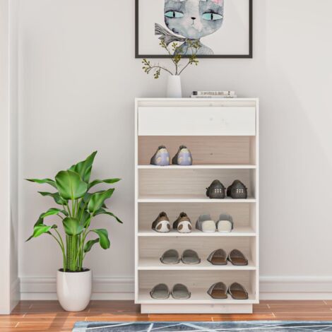 Armoire à chaussures,Meuble à chaussures,Etagère de Rangements Blanc 60x34x105 cm Bois de pin massif HYB19419 (1/5)