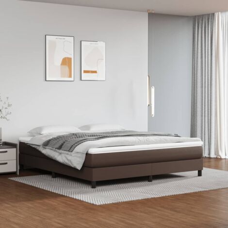 Sommier à ressorts de lit Moderne - Lit pour Adulte Enfant Cadre de lit pour Chambre Marron 180x200 cm Similicuir -FR23038 (1/5)