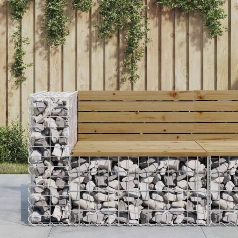 Banc de jardin design de gabion, Banc de jardin, Banquette design contemporain 92x71x65,5cm bois de pin imprégné NKK54112 (1/5)