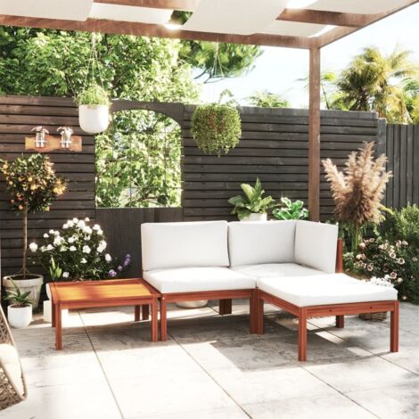 Salon de jardin 4 pcs - Canapé de jardin - Ensembles de Meubles d'exterieur - avec coussins Crème Bois d'acacia solide Chic-387739 (1/5)