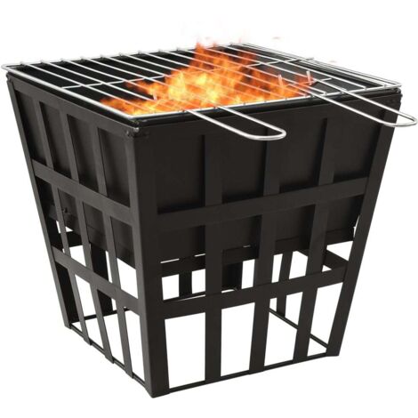 Foyer et barbecue 2 en 1 34x34x48 cm Acier (1/5)