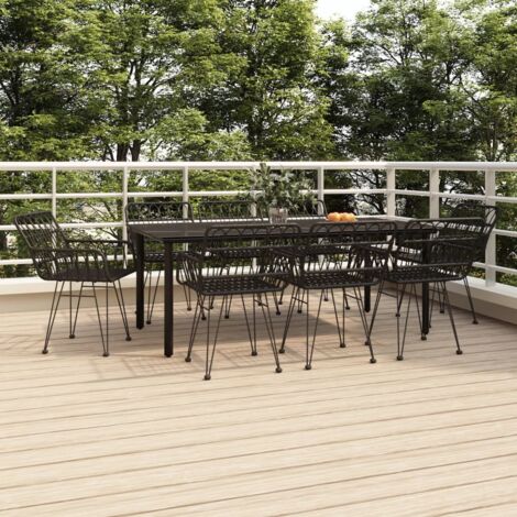 9 pcs Ensemble à dîner de jardin, Mobilier à dîner, Table et Chaises à Manger Noir Résine tressée MKPO64842 (1/5)