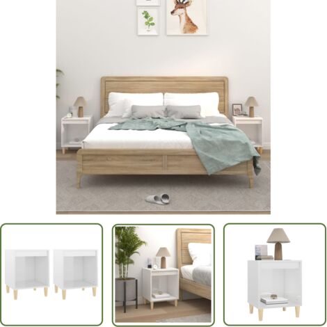 The Living Store Tables de chevet 2 pcs Blanc brillant 40x35x50 cm - Table De Chevet - Meuble De Chambre - Commode - Armoire Latéral - Mobilier Blanc (1/5)