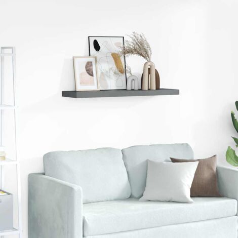 Étagère murale multiposition - Étagère murale flottante Gris brillant 90x23,5x3,8 cm MDF -BV94501 (1/5)