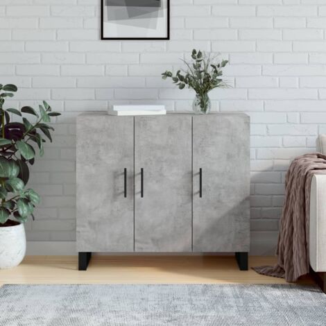 Buffet, Meuble de Rangement, Armoire de Cuisine gris béton 90x34x80 cm bois d'ingénierie NKK60396 (1/5)