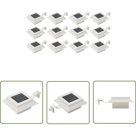 Lot de 12 Lampes solaires à LED carrées d'extérieur pour l'extérieur Lampe de Jardin 12 cm Blanc 49158 (1/5)