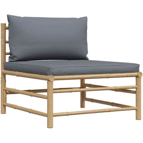 Canapé de jardin design industriel - Canapé de milieu de jardin avec coussins gris foncé Bambou -BV56564 (1/5)
