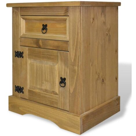 Table de chevet Table d'Appoint Gamme Corona pin mexicain 53x39x67 cm VGT73438 (1/5)