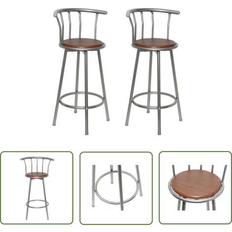 The Living Store Tabourets de bar lot de 2 marron acier - Tabouret De Bar - Tabourets De Bar - Chaise Haute - Meubles De Cuisine - Mobilier Moderne (1/5)