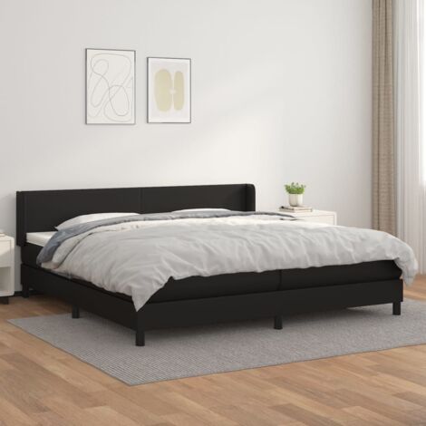 Lit à sommier tapissier avec matelas - Cadre De Lit Moderne: King Size - Lit Double - Noir 200x200 cm Similicuir Chic-746844 (1/5)