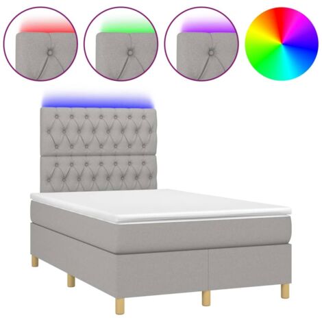 Haute qualité -Sommier tapissier matelas et LED Gris clair 120x200 cm pour 2 places / 2 personnes Tissu - Solide et Confortable(matelas pas inclus)5682 (1/5)