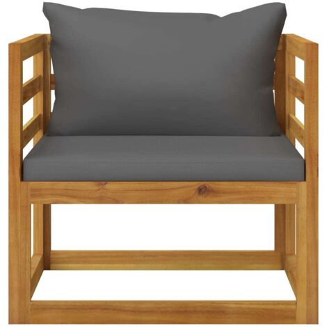INLIFE Chaise de jardin avec coussins gris foncé Bois d'acacia massif (1/5)