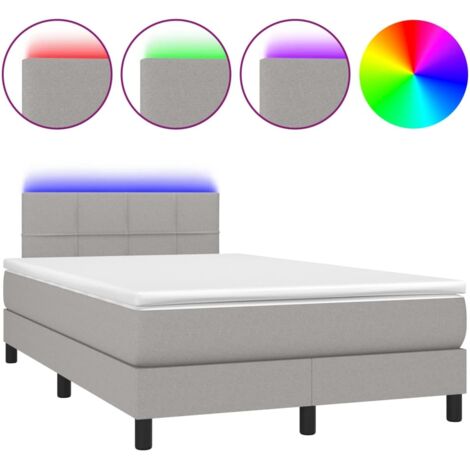 Soldes - Couchage Sommier tapissier matelas et LED Gris clair 120x200 cm Tissu,design Pratique Deco138190 (1/5)