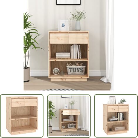 The Living Store Armoire console 60x34x75 cm Bois de pin solide - Buffet - Meuble De Rangement - Armoire Console - Bois De Pin - Mobilier (1/5)
