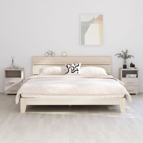 Lot de 2 Tables de chevet,Tables d'Appoint Industriel - Tables de Nuit HAMAR Blanc 40x35x62 cm Bois massif -BV30702 (1/5)