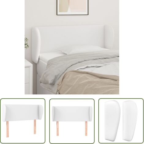The Living Store Tête de lit avec oreilles Blanc 93x23x78/88 cm Similicuir - Tête De Lit - Têtière De Lit - Literie - Meuble De Chambre - Décoration Chambre (1/5)