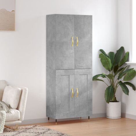 Buffet haut, Meuble de Rangement, Armoire de Cuisine Gris béton 69,5x34x180 cm Bois d'ingénierie NKK84286 (1/5)