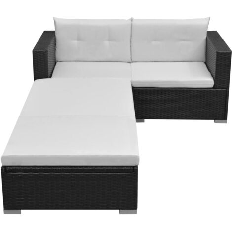 Salon de jardin 3 pcs - Canapé de jardin - Ensembles de Meubles d'exterieur - avec coussins Résine tressée Noir Chic-371258 (1/5)