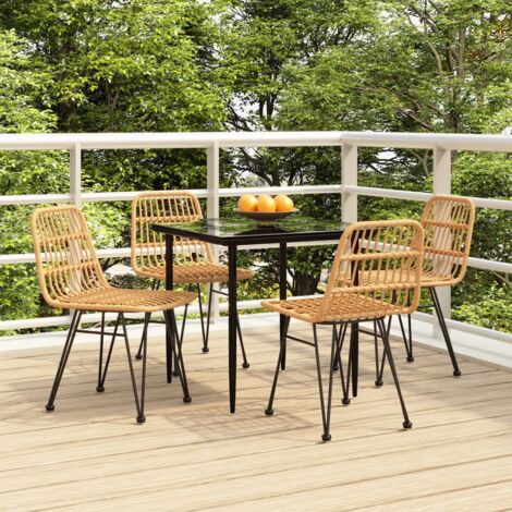 5 pcs Ensemble à dîner de jardin, Mobilier à dîner, Table et Chaises à Manger Résine tressée MKPO53184 (1/5)