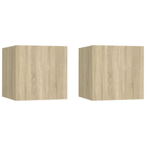 Lot de 2 Tables de chevet Table d'Appoint Industriel - Tables de Nuit Commodes Chêne sonoma 30,5x30x30 cm Aggloméré -BV25258 (1/5)