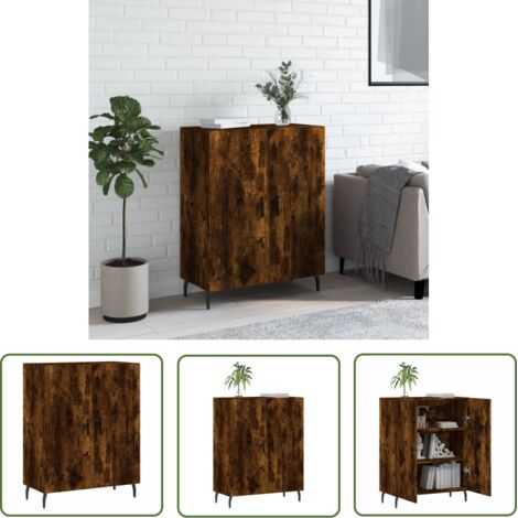 The Living Store Buffet chêne fumé 69,5x34x90 cm bois d'ingénierie - Buffet - Armoire - Meuble De Rangement - Mobilier - Cuisine (1/5)