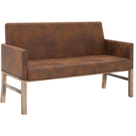 Banc avec accoudoir 140 cm Marron Similicuir daim (1/5)