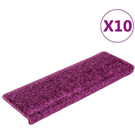 10 pcs Tapis d'escalier, Tapis de marches, Marchettes D'escalier Auto-adhésif sécurité 65x21x4 cm Violet MKS12676 (1/5)
