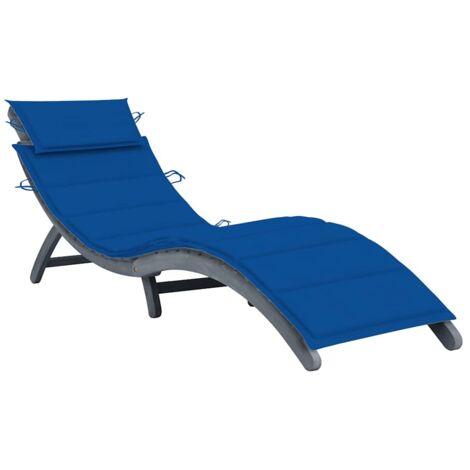 Chaise longue - Bain de soleil - Transat relax avec coussin Gris Bois d'acacia solide GF46532 (1/5)