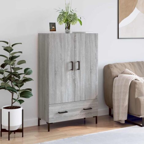 Buffet haut, Meuble de Rangement, Armoire de Cuisine sogris 69,5x31x115 cm bois d'ingénierie NKK38340 (1/5)