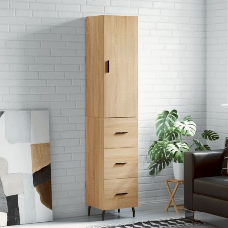 Buffet haut, Meuble de Rangement, Armoire de Cuisine Chêne so34,5x34x180 cm Bois d'ingénierie NKK18593 (1/5)