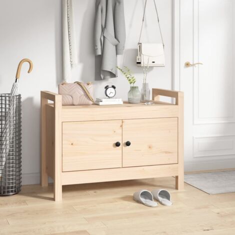 Banc d'entrée, Banc Chaussures, Coffre de Rangement 80x40x60 cm Bois de pin massif NKK15050